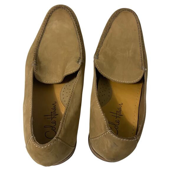 Cole Haan Women's Tan Suede‎ Loafers 10 Corp Light Academia Round Toe Slip On - Picture 5 of 12